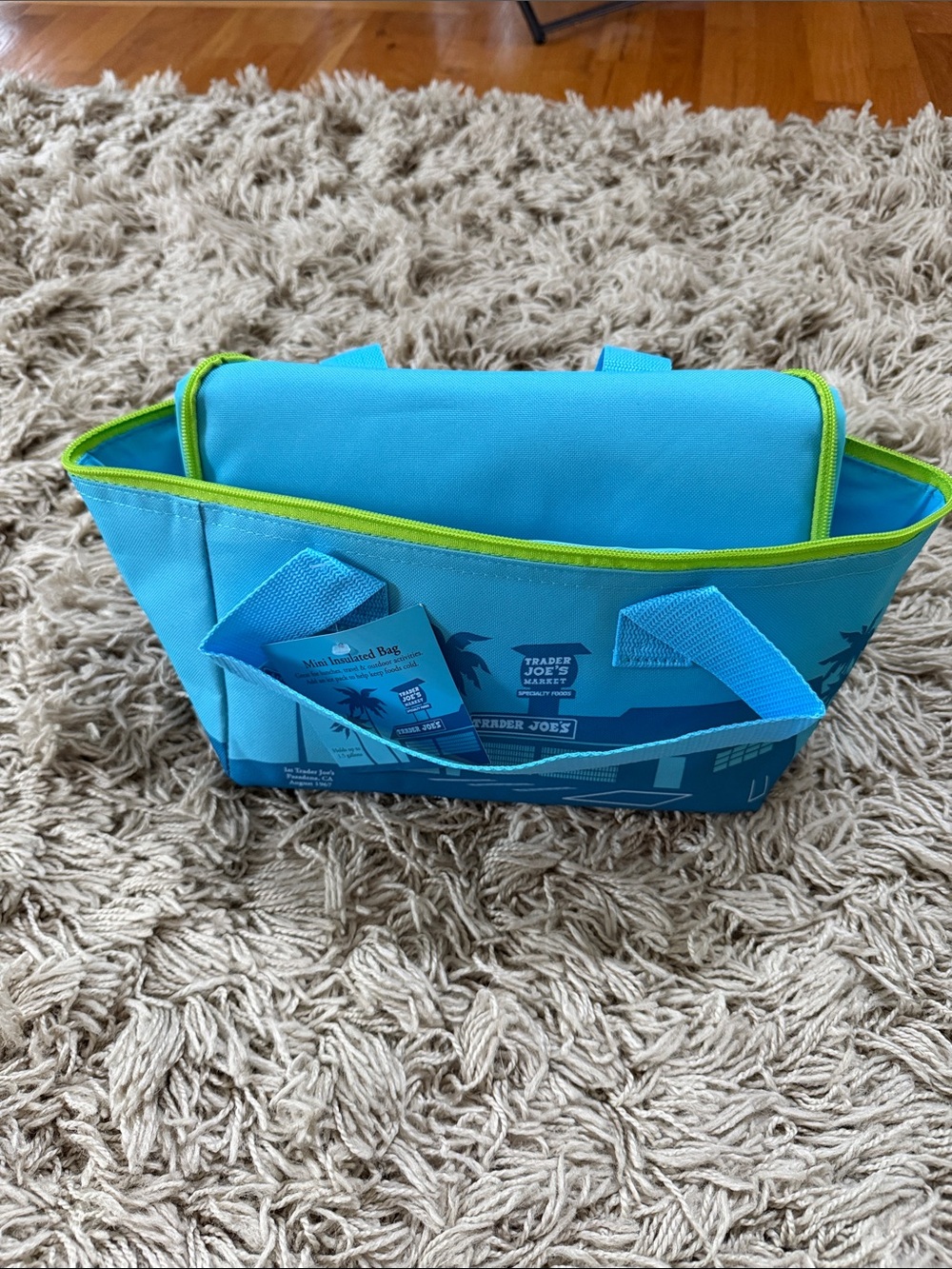 Trader Joe’s Mini Turquoise Insulated Lunch Bag with Lime Trim